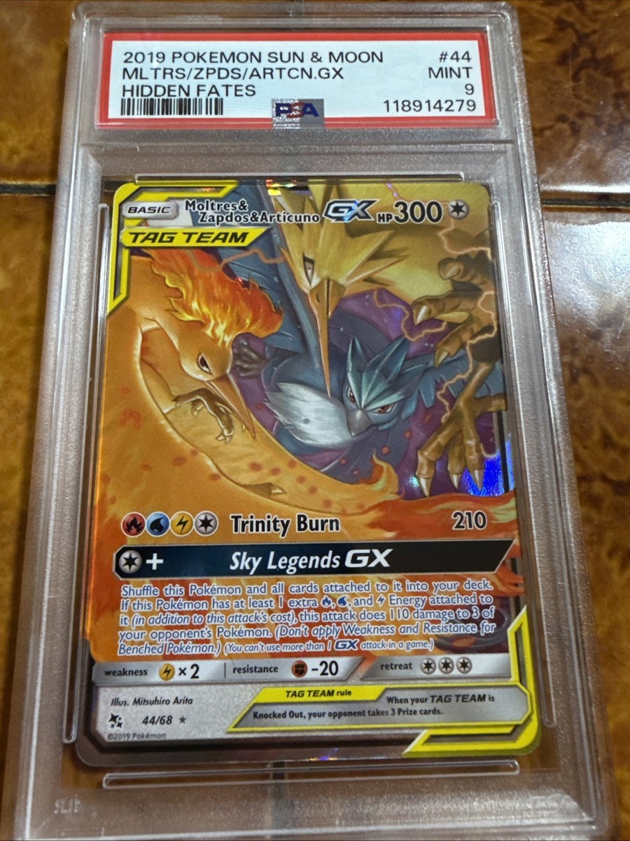 MOLTRES & ZAPDOS & ARTICUNO GX TAG TEAM 44/68 POKEMON HIDDEN FATES