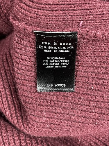 Rag and Bone Cardigan Mens Medium Maroon Shawl Button Up Sweater Merino Wool - Picture 8 of 10