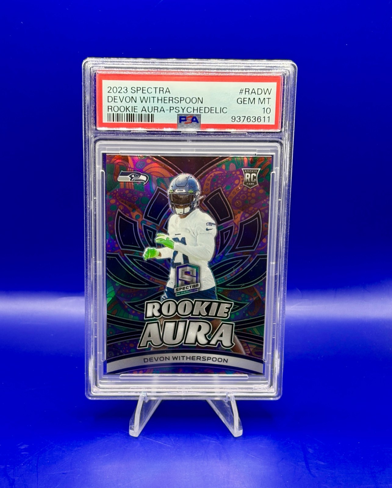Devon Witherspoon Panini Spectra Rookie Aura #RADW Psychedelic