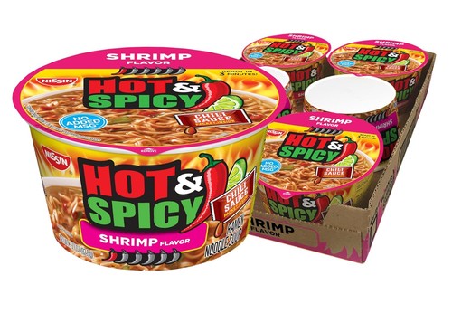 Nissin Hot & Spicy Ramen Nudelsuppe, Garnelen, 3,27 Unze (6er Pack)  - Bild 1 von 7