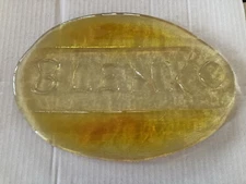 Blenko Yellow Orange Clear Glass Display Plaque Store Sign Approx 7 3/4 X 11