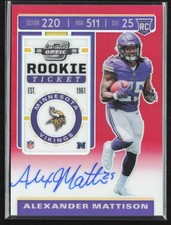 Alexander Mattison 2019 Panini Contenders Optic Red RC Auto /199 B #102