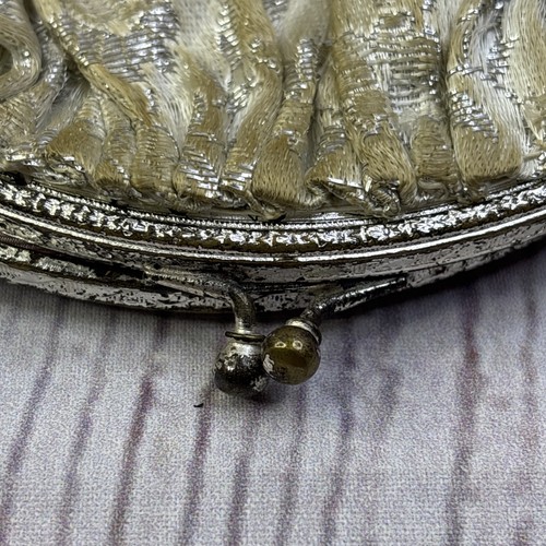 Evening Clutch Vintage Chain Handle Clasp Handbag Ivory Flowers Gold Chain Purse - Picture 16 of 18