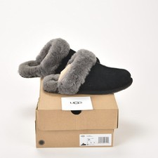 Ugg Australia Scuffette II Slippers Suede Black/Grey Wool Lining Size 7 LNIB