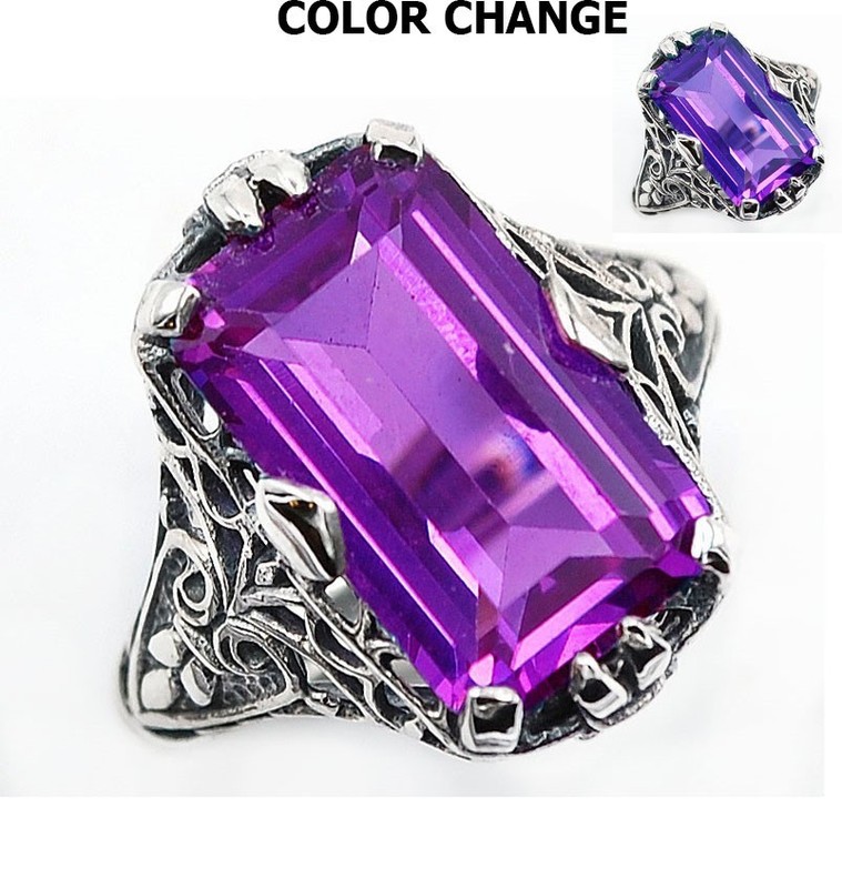8CT Heat Treated Alexandrite 925 Sterling Silver Filigree Ring Jewelry Sz 6 Z7-5