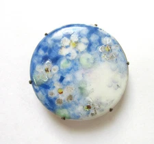 Large Antique Porcelain Hatpin Hand-Painted Forget-Me-Nots