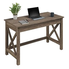  Writing Desk - Work Desk with X-Pattern Legs - for Office, Light Tan Woodgrain