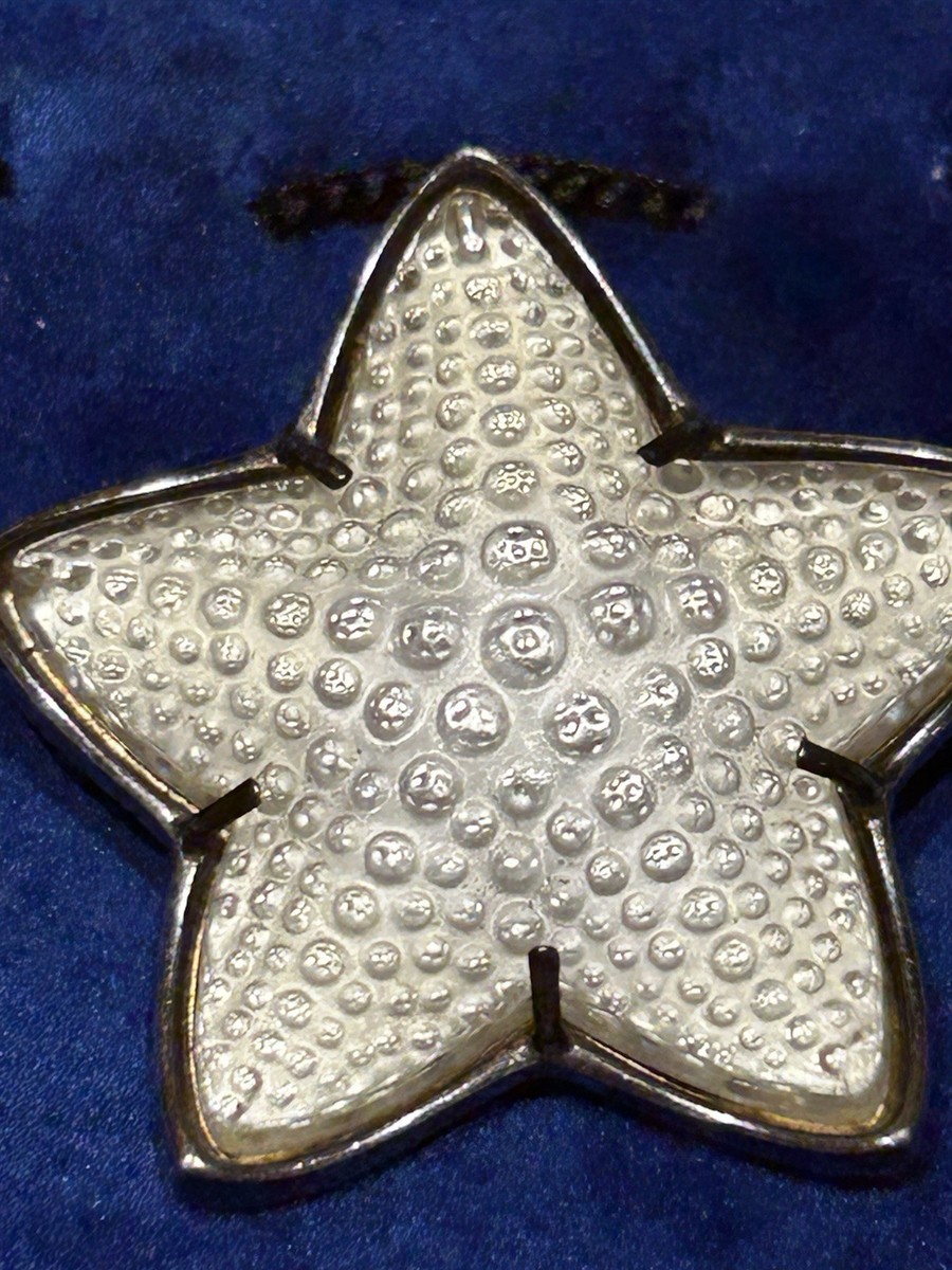 Lalique French Silver Starfish Brooch – Crystal Textured Etoile de