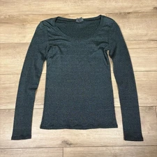 Michael Stars Shirt Womens One Size Green Scoop Neck Long Sleeve Cotton USA