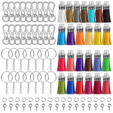Keychain Tassles, Cridoz 300pcs Bulk Keychains Ring Set Medium, Clear,Silver 