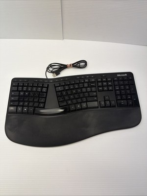 Microsoft LXM-00001 Model 1878 Wired USB 2.0 Ergonomic Keyboard Black Tested