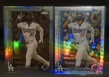 2025 Topps Chrome Teoscar Hernandez SEPIA + LOGOFRACTOR LA Dodgers, NM 🔥
