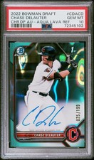 2022 Bowman Draft Chase Delauter 1st Bowman Auto /199 #CDA-CD Aqua Lava PSA 10