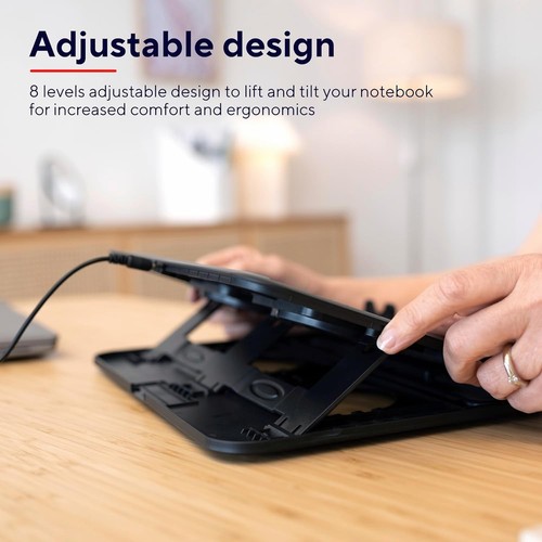 Trust Cyclone Cooling Pad with 2 Fans, Fits 15-16 Inch Laptops , Black 16-inch L - Afbeelding 2 van 9