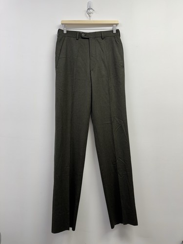 Zanella PLATINUM Flat Front sz 32* Piana SUPER 150's Gabardine Green Pant *read* - Picture 2 of 17