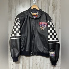 Vintage 90's NASCAR Jeff Hamilton 50th Anniversary Leather Jacket XL