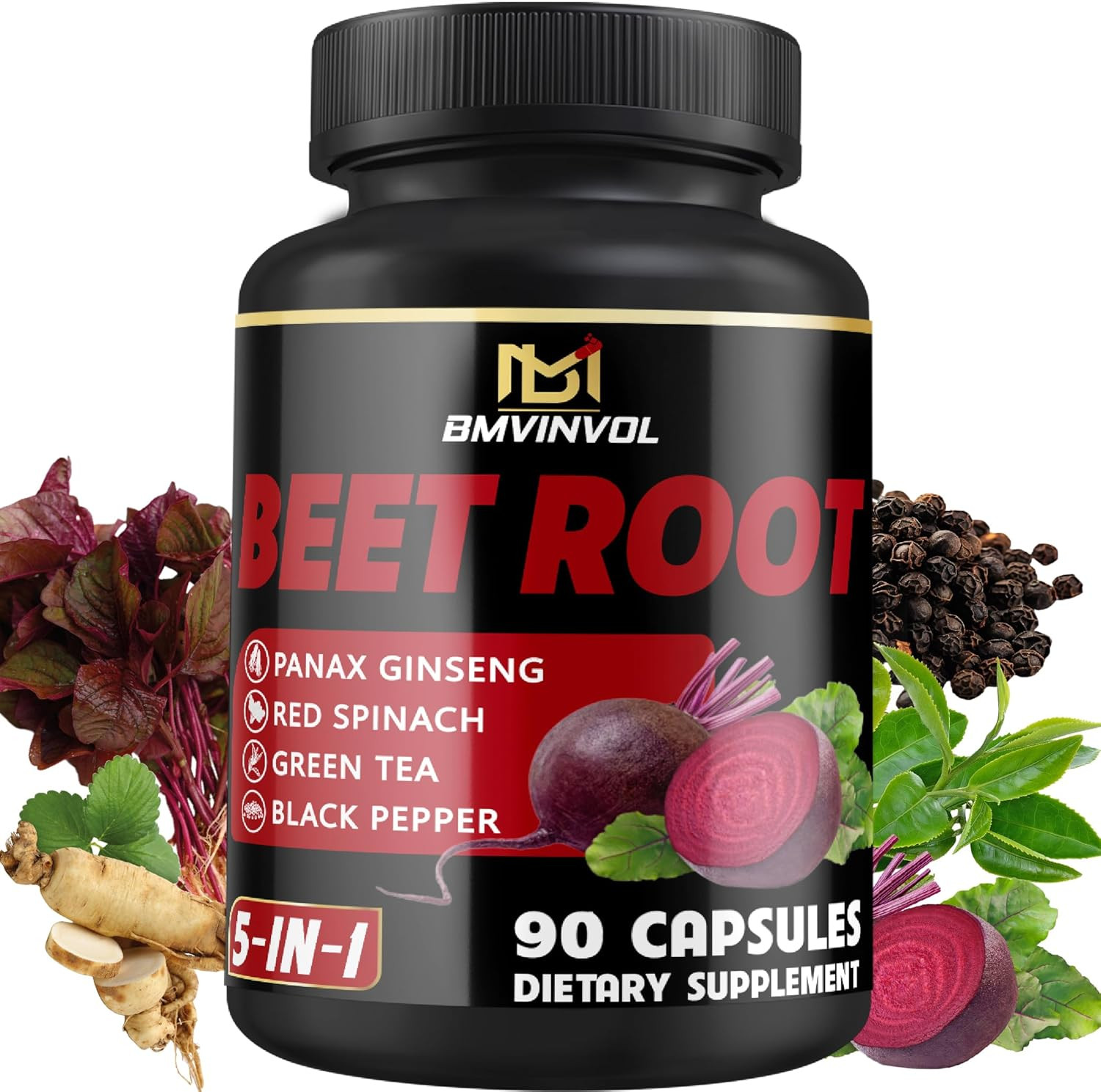 Beet Root Capsules - Green Tea, Red Spinach, Ginseng, Black 