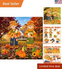 Multicolor Scarecrow and Pumpkin Yard Stakes for Thanksgiving - 5 Pack