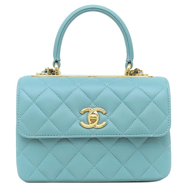 CHANEL Shoulder Bag Trendy CC Mini Top Handle AS4654 lambskin Light blue
