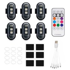 6Stk Drahtlose LED Stroboskop Leuchte RGB 8 Farben Blink Signallicht F&uuml;r UTV ATV