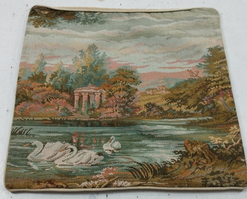 Vintage French Rococo Chateau Scene Home Decor Wall Hanging Tapestry 49x48 cm