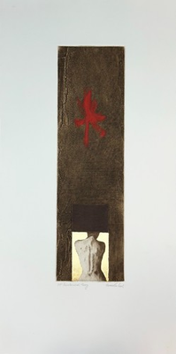 #ad Gold Leaf Embellished Print of a Seated Woman by Enrico Embroli $750.00