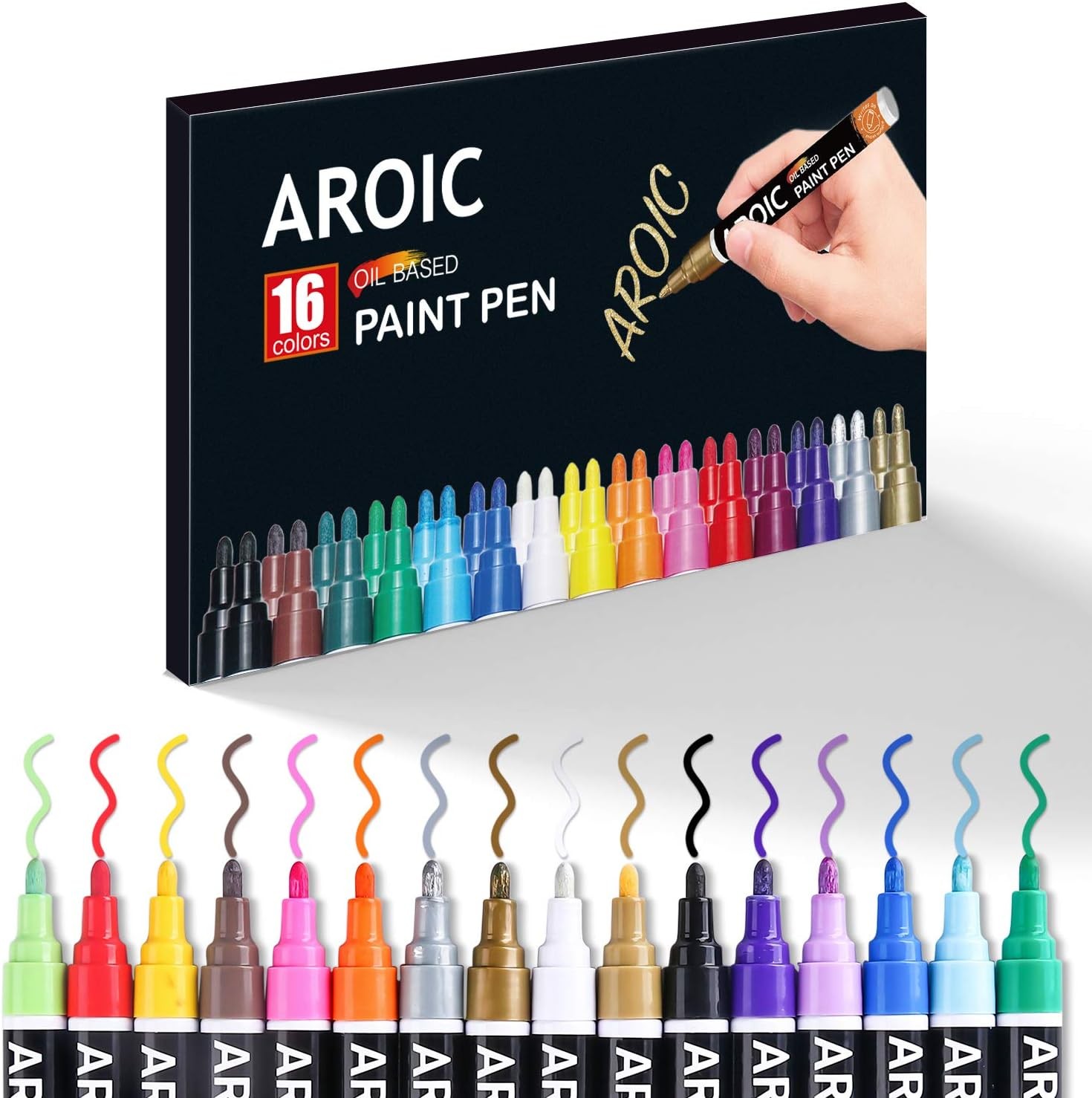 AROIC Paint Pens Paint Markers, 16 colors Oil-Based Waterproof Painting Marker