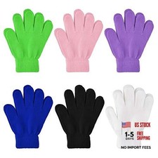 6 Pairs Kid's Winter Warm Magic Gloves Children Stretchy Full Finger Knitted