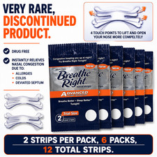 12 BREATHE RIGHT ADVANCED Nasal Strips Adult Nose Band Stop Snoring Breath NEW