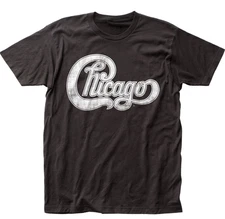 Chicago Logo T Shirt Mens Rock and Roll Music Classic Band Tee Black Size S-4XL