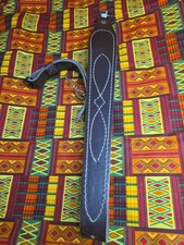 WHITE STITCHED SUEDE BACKED LEATHER RIFLE SLING WITH SWIVELS 