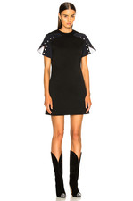 CALVIN KLEIN 205W39NYC Black Cotton ColorBlock Shift Snap Sleeve Mini Dress 4