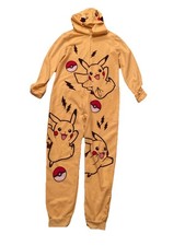 Pokemon Pikachu Yellow ZipUp Sleep One Piece Boys 14-16 Flame Resistant, Costume