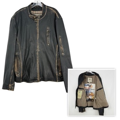 Top Gun Leather Jacket Mens XXL Distressed Moto Aviator Vintage Aviation