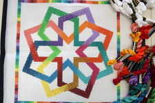 NEW Susan Treglown Hand Painted Needlepoint Canvas 18x18" Modern Geometric 12ct