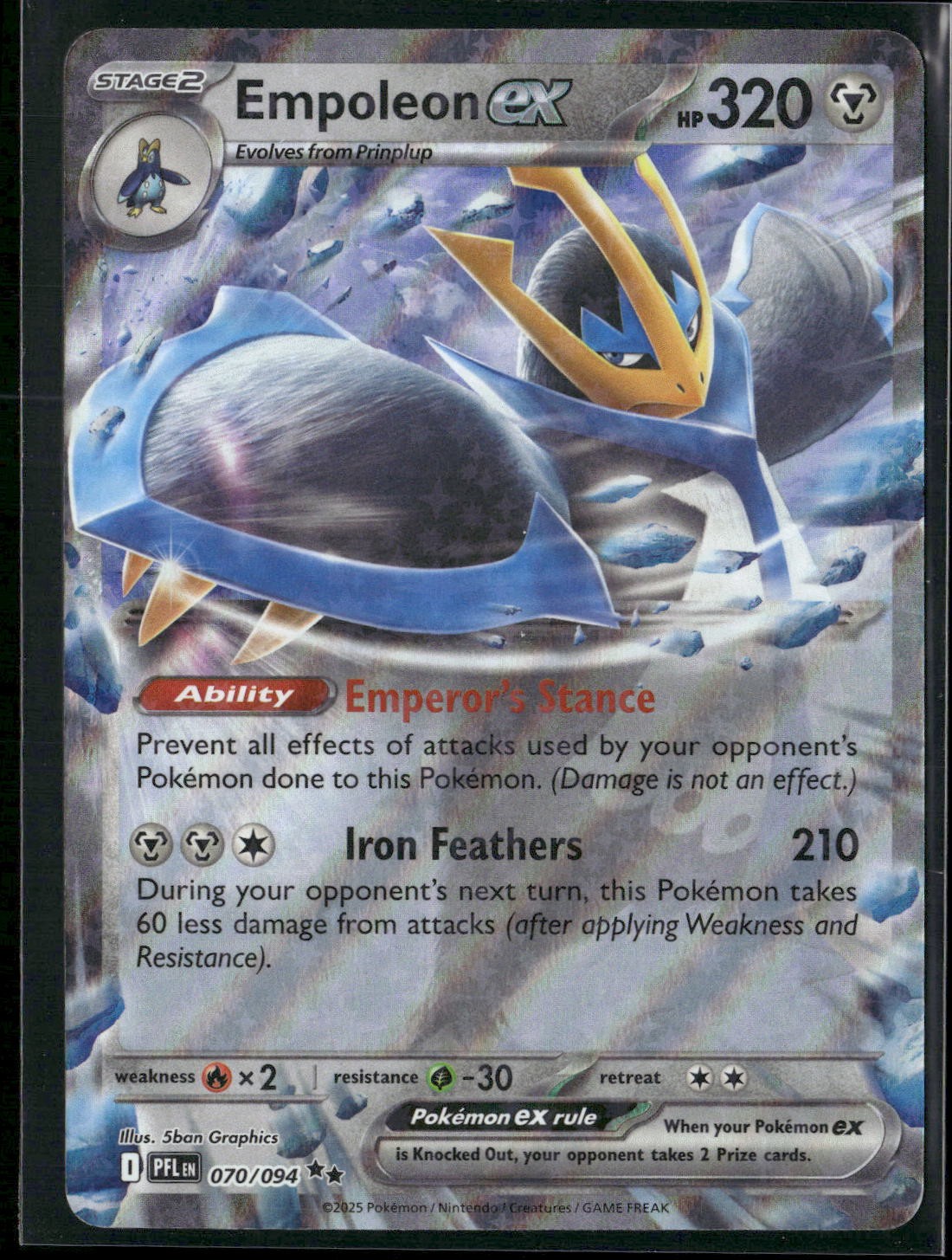 Empoleon ex Holo Double Rare ME02: Phantasmal Flames 070/094 NM