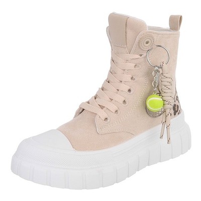 Women's high-top sneakers with hole lacing Ital design 4700 in beige