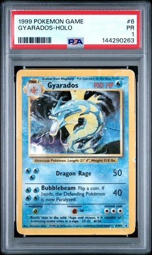 PSA 1 Gyarados Holo 1999 Pokemon Game Base Set 6/102 Pokemon Card
