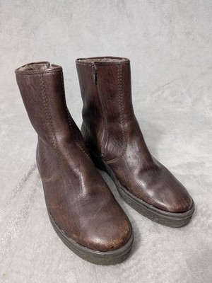Salamander Boots Womens Size 13 Brown Lambswool Shearling Ankle Zip Wedge Winter