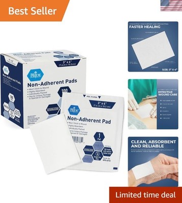 Versatile Non-Stick Wound Pads - 3x4 Inch for Acne, Burns & Ulcers, Pack of 100