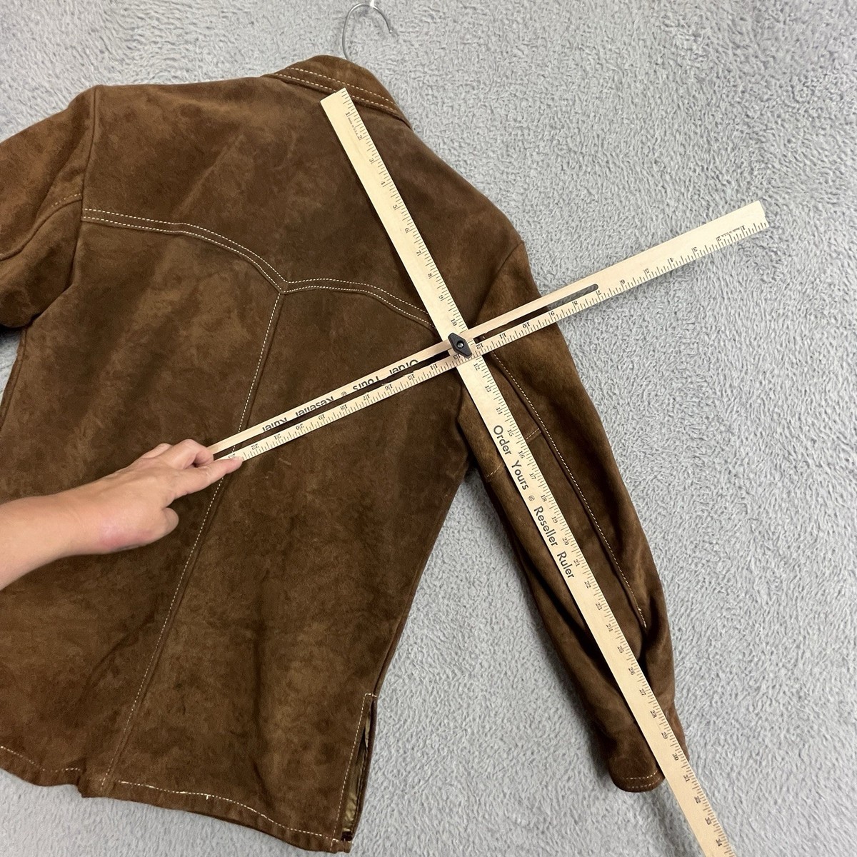 VTG 70s Schott Bros Western Rancher Suede Leather Jacket Snap Up
