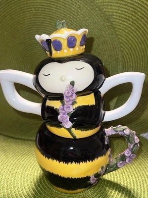 Blue Sky Clayworks Queen Bee Teapot Service for One