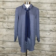 COPE Shirt Dress Long Sleeve Button Front Blue Printed Urban Outfitters XS