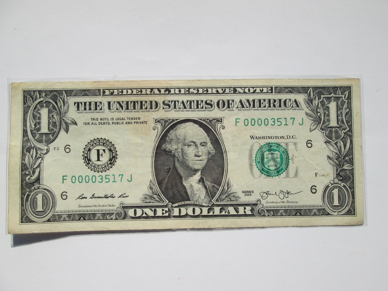 LOT of TWO Fancy Serial Number  $1 Bill  Low Note 4 Leading Zero + BONUS BILL
