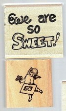 2 Rubber Stamps  Anita's Angel Flowers & Chocolate Darcie's Country Folk E 0626