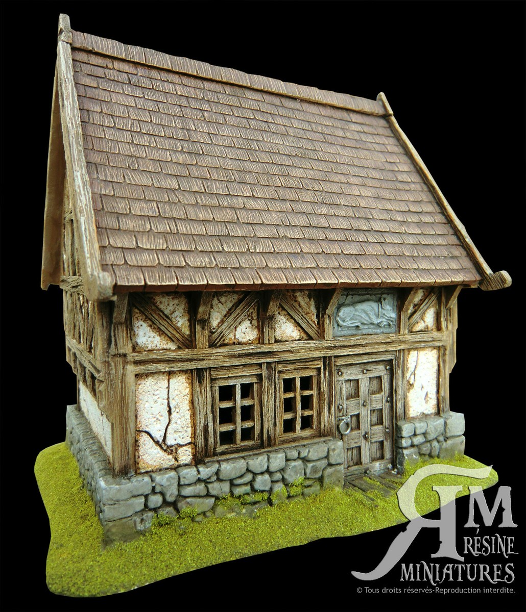 EnWind Modèle de maison médiévale Tudor, kit de maison de pirate, b