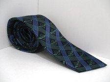 Star Wars Green/Blue/Black Yoda Geometric Pattern Narrow Silk Tie 60" L 3" W