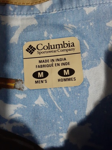 Columbia Herren Hai Hemd Kurzarm Blau Knopfleiste Gr. M Fischer Strand - Bild 6 von 8