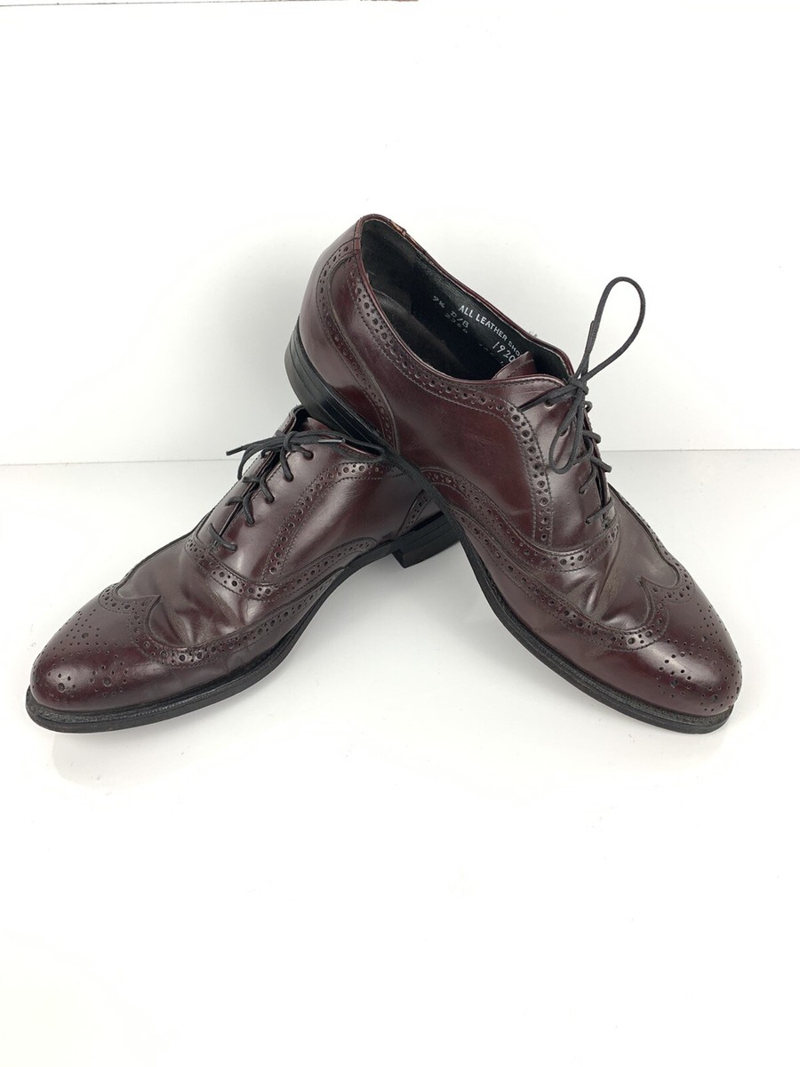 STAFFORD Comfort Plus Mens 9.5 D Leather Wing Tip Oxford 
