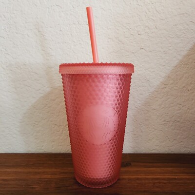 Starbucks Valentines 2022 Soft Touch Pink Lemonade Studded Cold Cup Tumbler 16oz